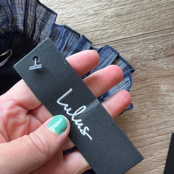 LULUS Women's Vacay Babe Navy Blue Striped Halter Maxi Dress Size M - Picture 9 of 11